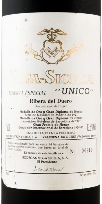1992 Vega-Sicilia Unico Reserva Especial Ribera del Duero red