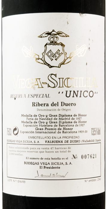 2000 Vega-Sicilia Unico Reserva Especial Ribera del Duero tinto