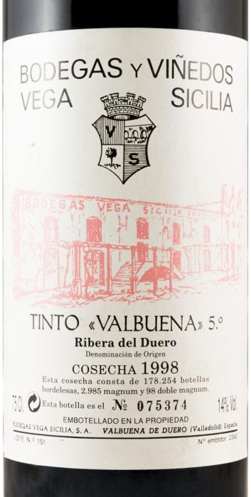 1998 Vega-Sicilia Valbuena 5º Ribera del Duero tinto