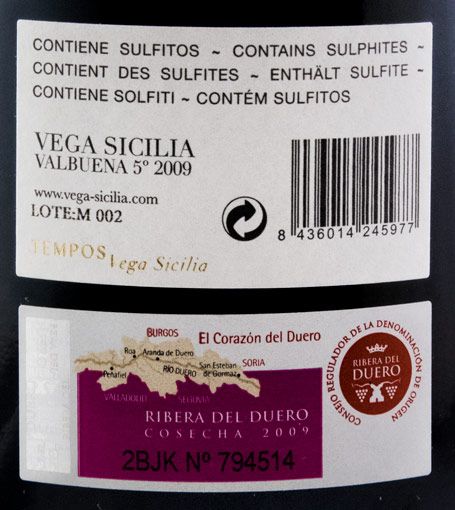 2009 Vega-Sicilia Valbuena 5º Ribera del Duero tinto 1,5L