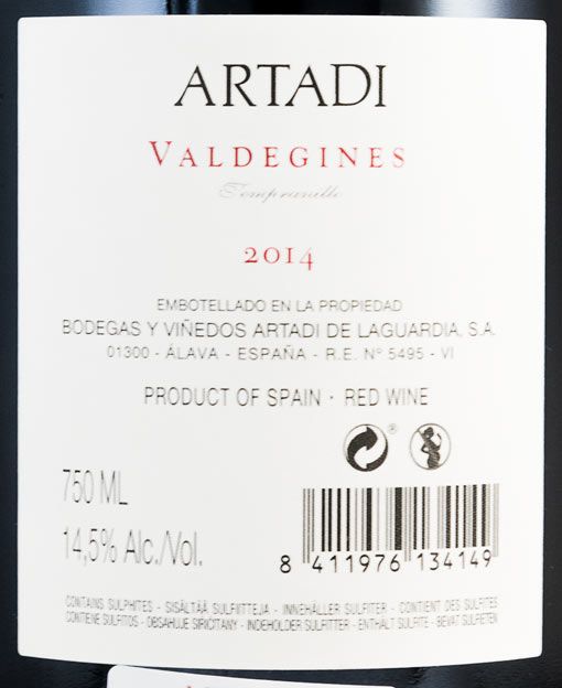 2014 Artadi Valdegines red