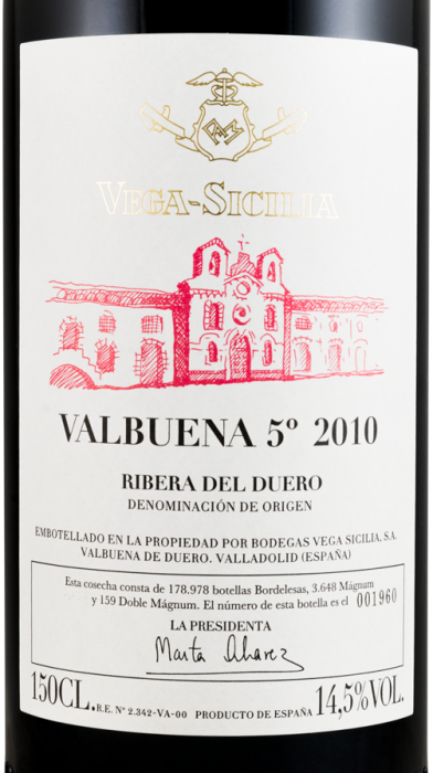 2010 Vega-Sicilia Valbuena 5º Ribera del Duero tinto 1,5L