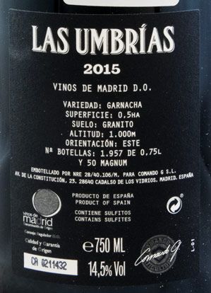 2015 Comando G Las Umbrías Vinos de Madrid tinto