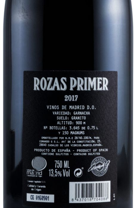 2017 Comando G Rozas Primer Vinos de Madrid tinto