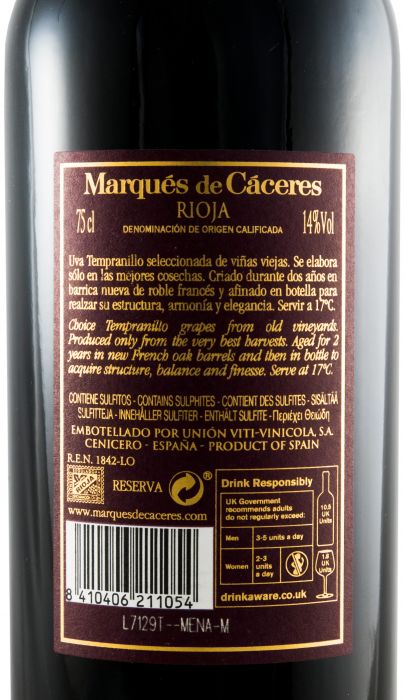 2012 Marqués de Cáceres Reserva Rioja red