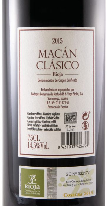 2015 Benjamin de Rothschild & Vega-Sicilia Macán Clásico Rioja red