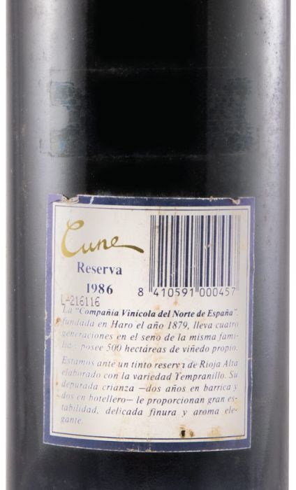1986 Cune Reserva Rioja red