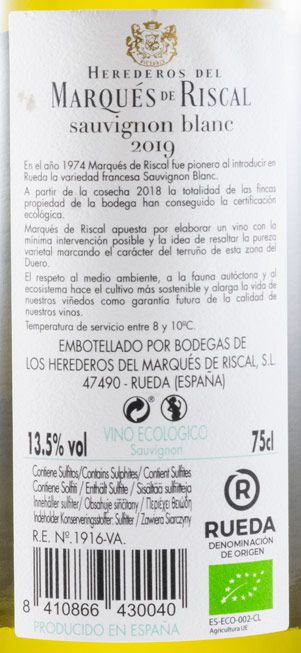 2019 Marqués de Riscal Sauvignon Blanc Rioja white