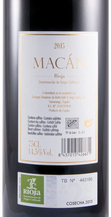 2015 Benjamin de Rothschild & Vega-Sicilia Macán Rioja red