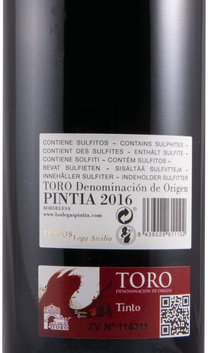 2016 Pintia Toro red