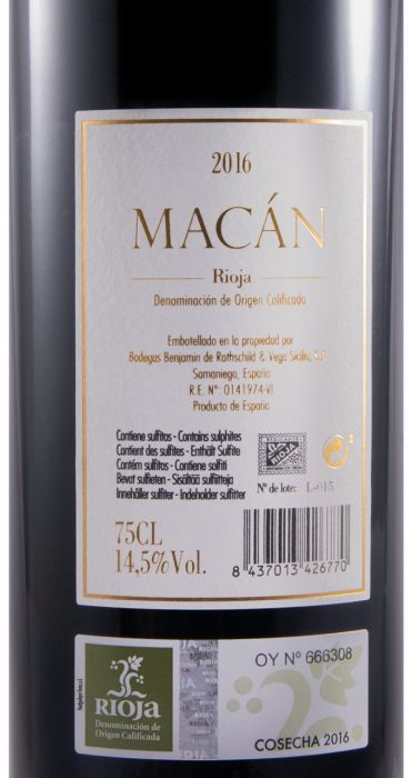 2016 Benjamin de Rothschild & Vega-Sicilia Macán Rioja tinto