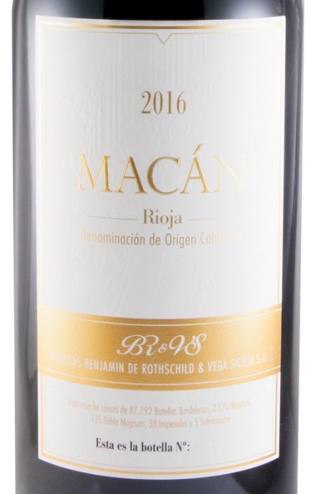 2016 Benjamin de Rothschild & Vega-Sicilia Macán Rioja red 3L