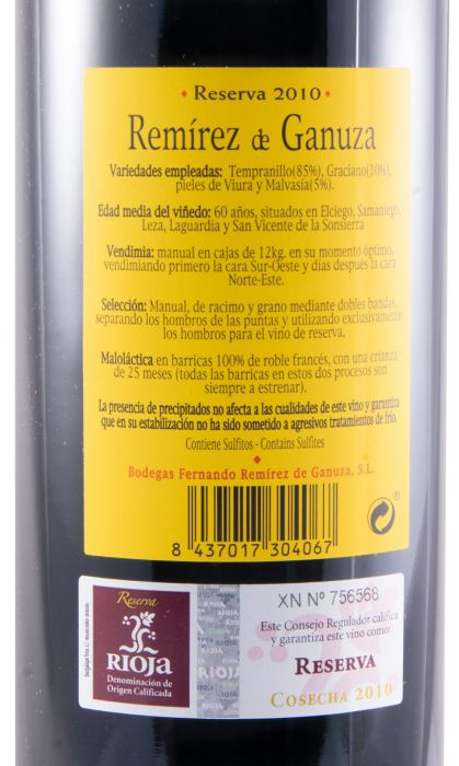 2010 Remírez de Ganuza Reserva Rioja tinto