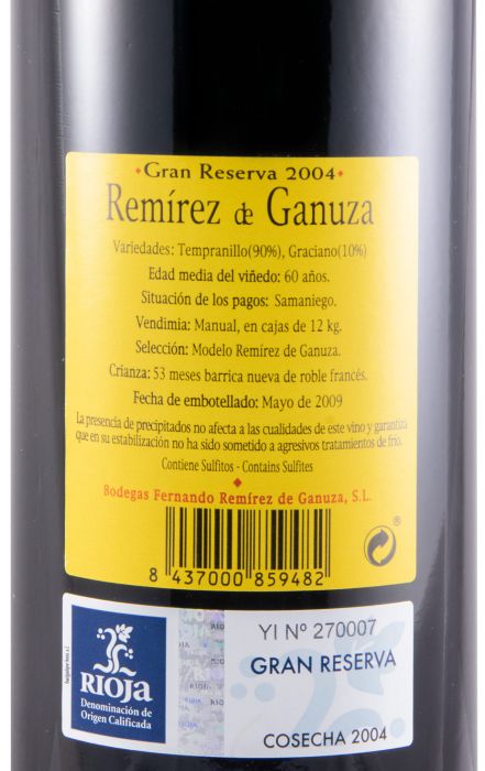 2004 Remírez de Ganuza Gran Reserva Rioja tinto