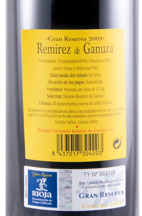 2009 Remírez de Ganuza Gran Reserva Rioja red