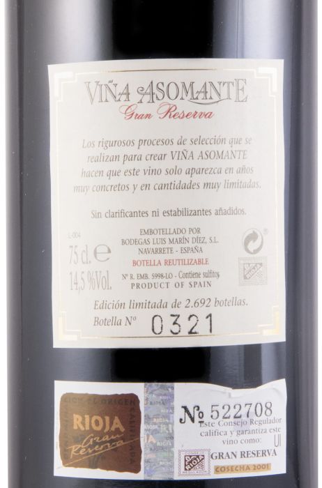 2001 Viña Asomante Gran Reserva Rioja tinto