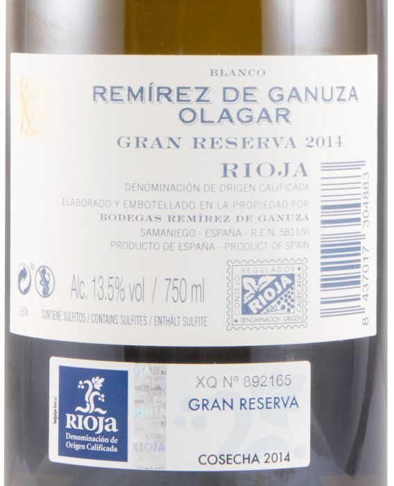 2014 Remírez de Ganuza Gran Reserva Rioja white