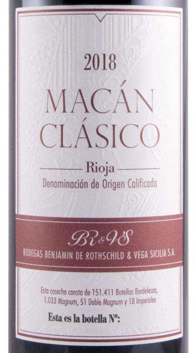 2018 Benjamin Rothschild & Veja-Sicilia Macán Clasico Rioja red