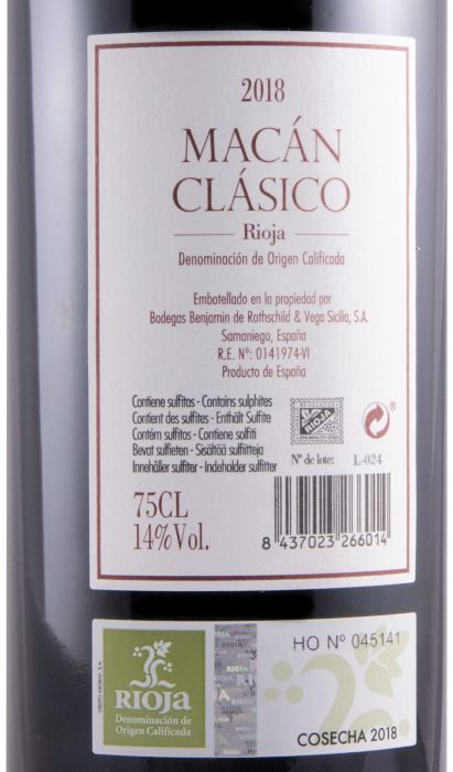 2018 Benjamin Rothschild & Veja-Sicilia Macán Clasico Rioja tinto