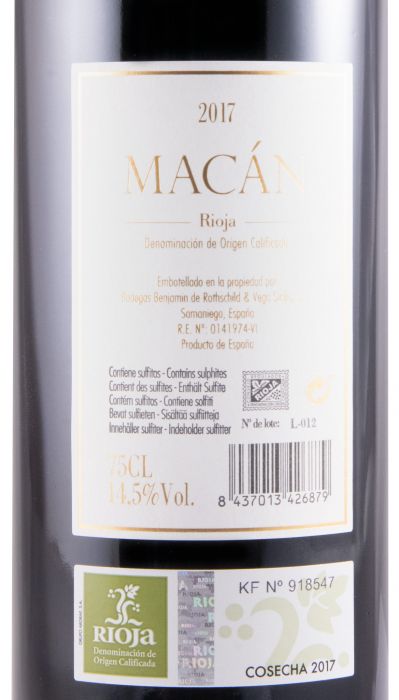 2017 Benjamin de Rothschild & Vega-Sicilia Macán Rioja red
