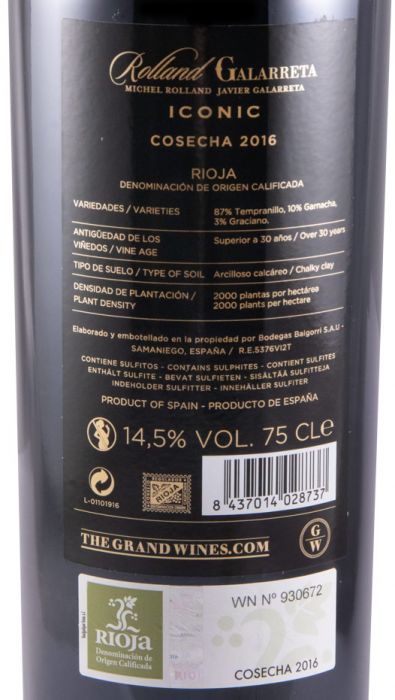 2016 Rolland & Galarreta Iconic Rioja red