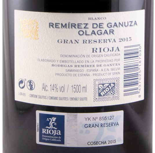 2015 Remírez de Ganuza Olagar Gran Reserva Rioja branco 1,5L