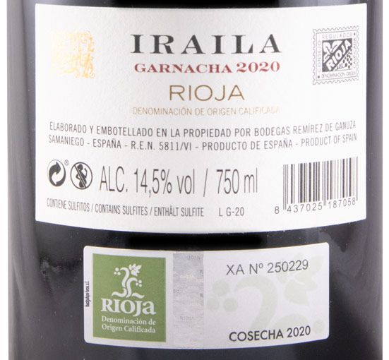 2020 Remírez de Ganuza Iraila Garnacha Rioja red