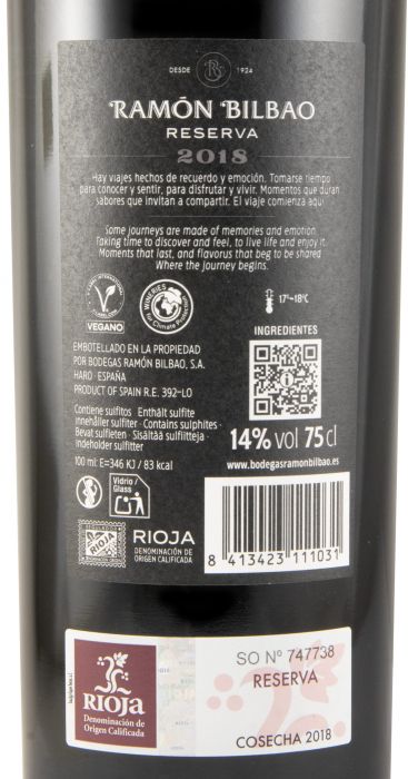 2018 Ramón Bilbao Reserva tinto