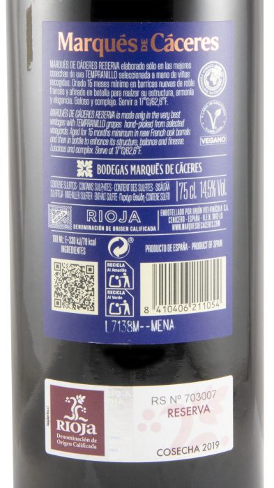2019 Marqués de Cáceres Reserva tinto