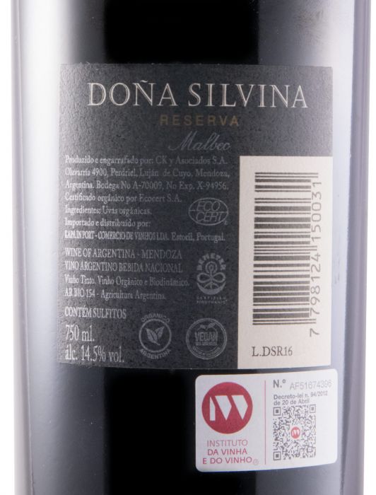 2016 Doña Silvina Malbec Reserva biológico tinto
