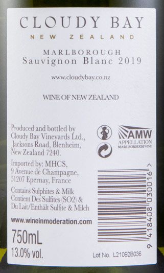 2019 Cloudy Bay Sauvignon Marlborough branco