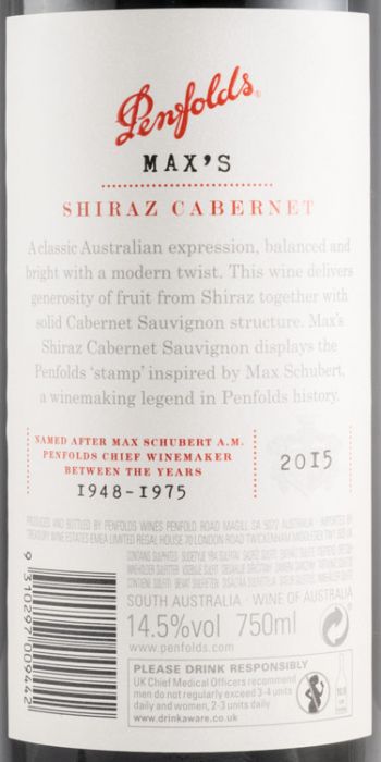 2015 Penfolds Max's Cabernet Sauvignon & Shiraz tinto