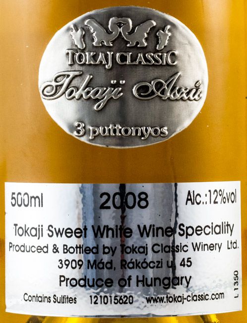 2008 Tokaji Tokaj Classic Aszú 3 Puttonyos branco 50cl