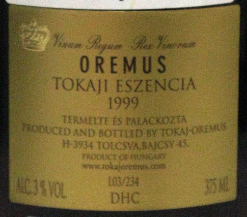 1999 Tokaji Oremus Eszencia branco 37,5cl