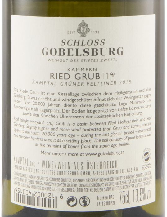 2019 Schloss Gobelsburg Grub Grüner Veltliner white