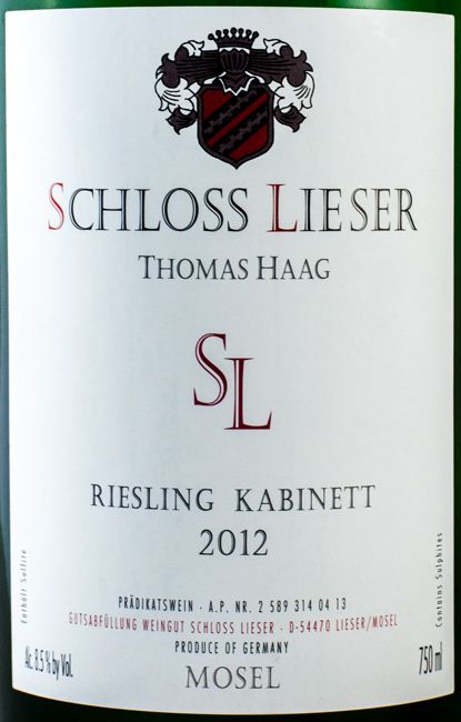 2012 Schloss Lieser Kabinett branco