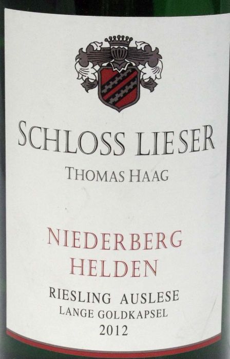 2012 Niederberg Helden Riesling Auslese Goldkapsel Schloss Lieser branco