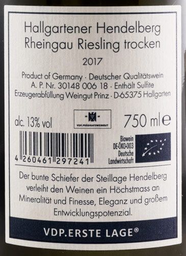 2017 Weingut Prinz Hendelberg Riesling Trocken branco