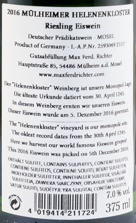 2016 Max Ferd. Richter Mülheimer Helenkloster Riesling Eiswein branco 37,5cl