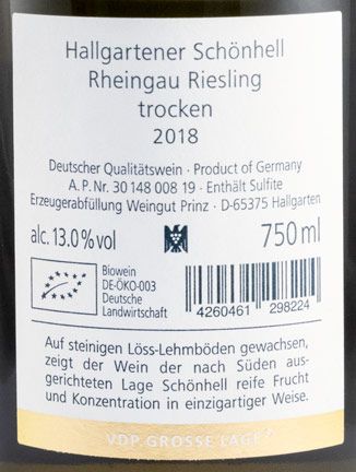 2018 Weingut Prinz Schonhell GG Riesling Trocken branco