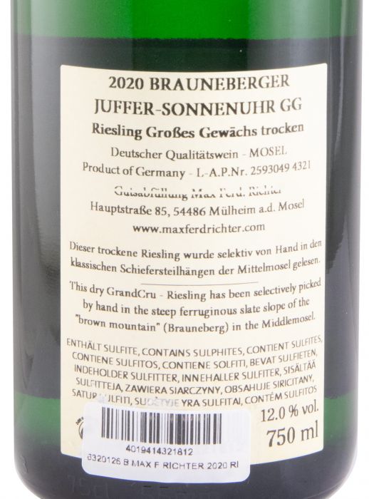 2020 Max Ferd. Richter Brauneberger Juffer Sonnenhur GG Riesling branco