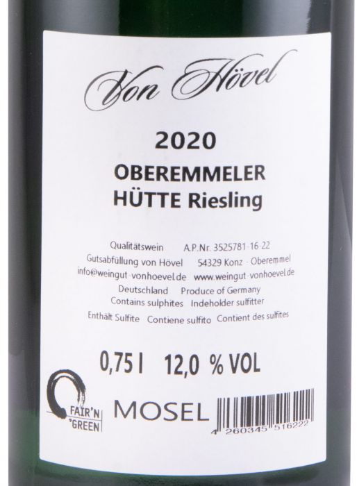 2020 Von Hövel Oberemmeler Hütte Riesling GL branco