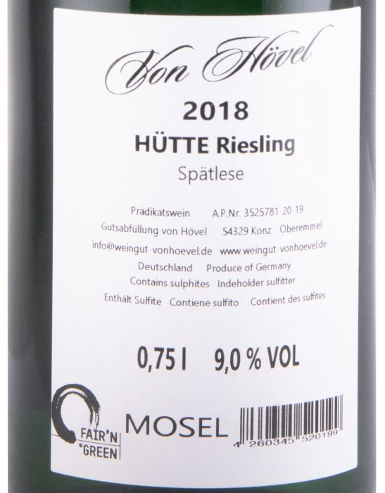 2018 Von Hövel Hütte Riesling Spätlese branco