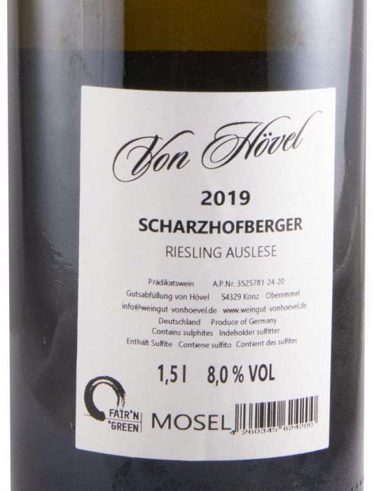 2019 Von Hövel Scharzhofberger Riesling Auslese branco 1,5L
