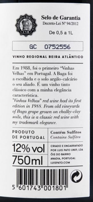 2014 Luis Pato Vinhas Velhas red