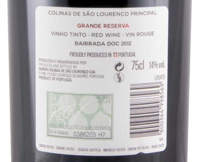 2012 Principal Grande Reserva tinto
