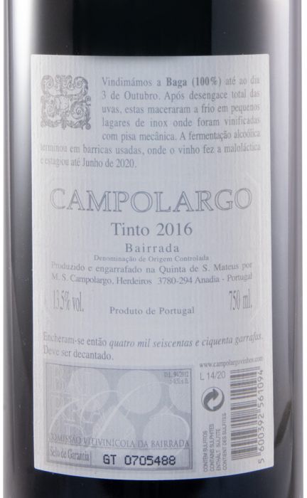 2016 Campolargo Baga tinto