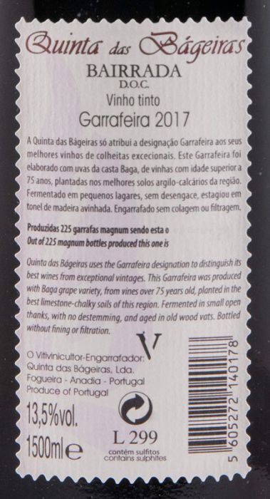 2017 Quinta das Bágeiras Garrafeira tinto 1,5L