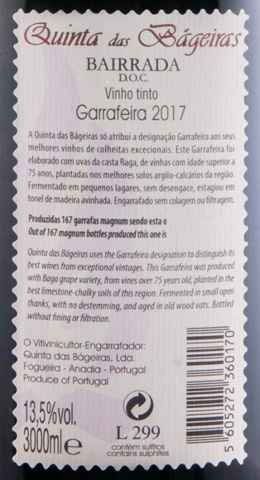 2017 Quinta das Bágeiras Garrafeira tinto 3L
