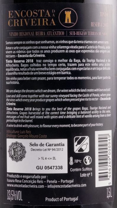 2018 Encosta da Criveira Reserva red 1.5L